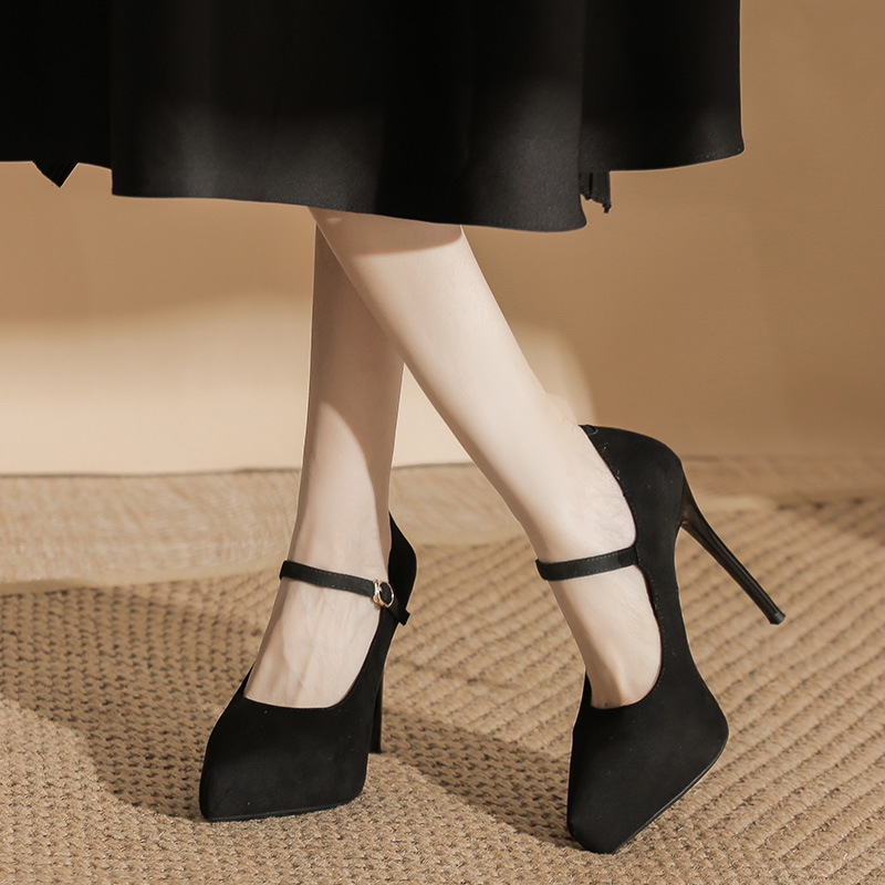 Low pointed platform fine-root high-heeled shoes