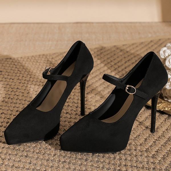 Low pointed platform fine-root high-heeled shoes