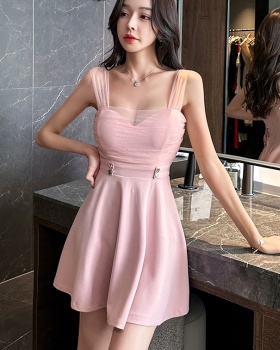 Sexy bar overalls T-back Cover belly sling A-line dress