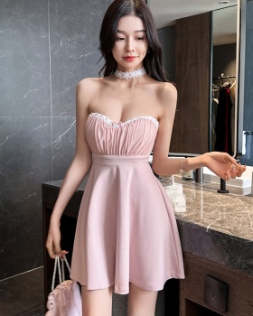 Sexy wrapped chest overalls halter dress for women