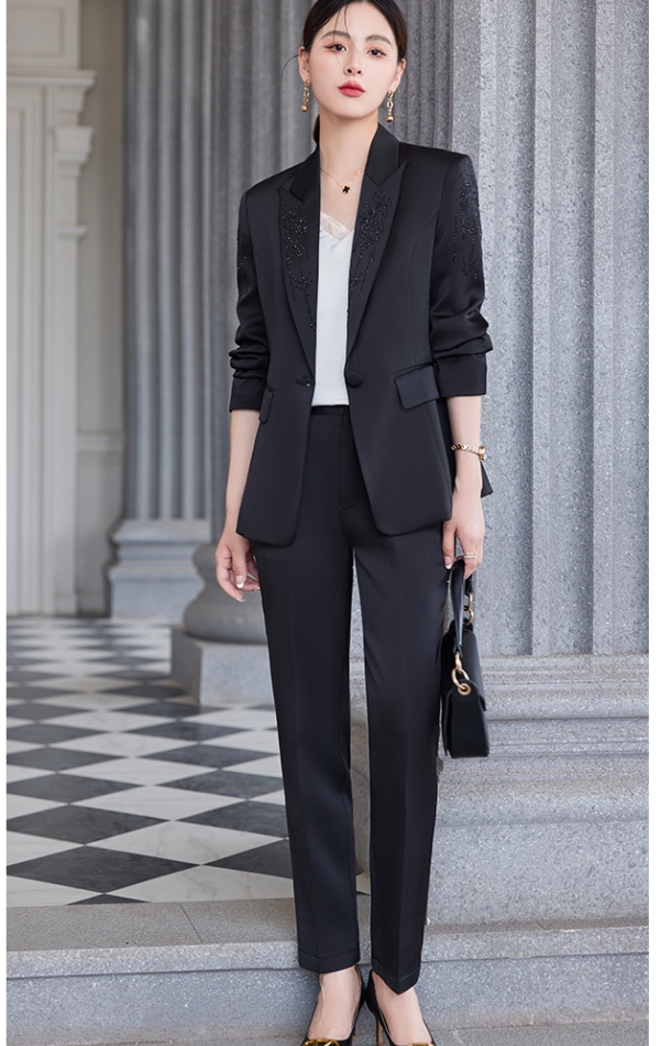 Purple autumn coat fashion satin business suit a set for women