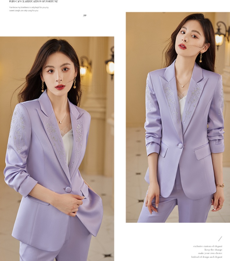 Purple autumn coat fashion satin business suit a set for women