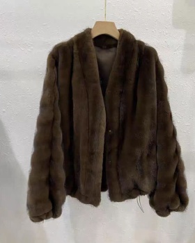 Brown fashion faux fur niche thick jacket