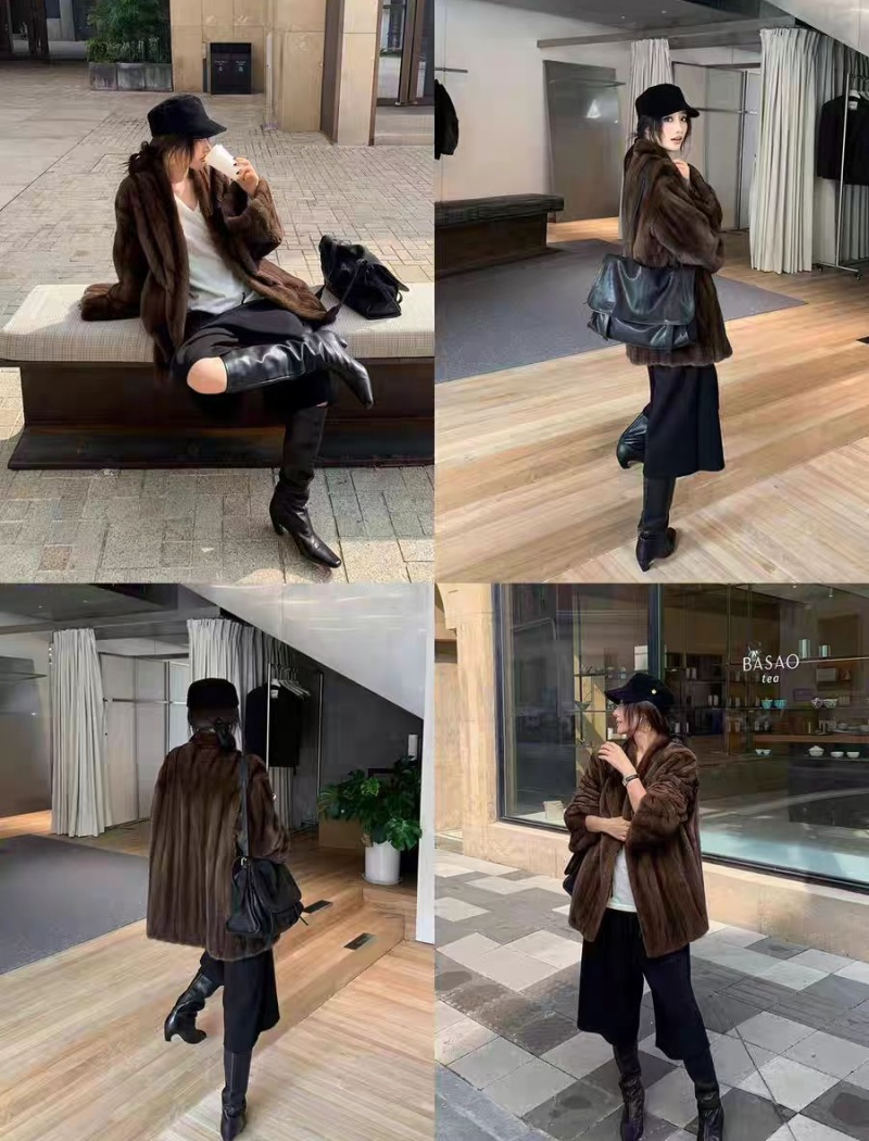 Brown fashion faux fur niche thick jacket