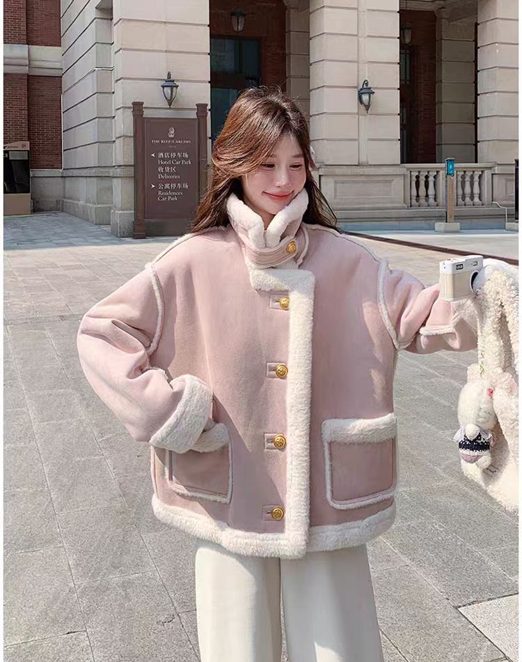 Locomotive plus velvet suede chanelstyle fur coat