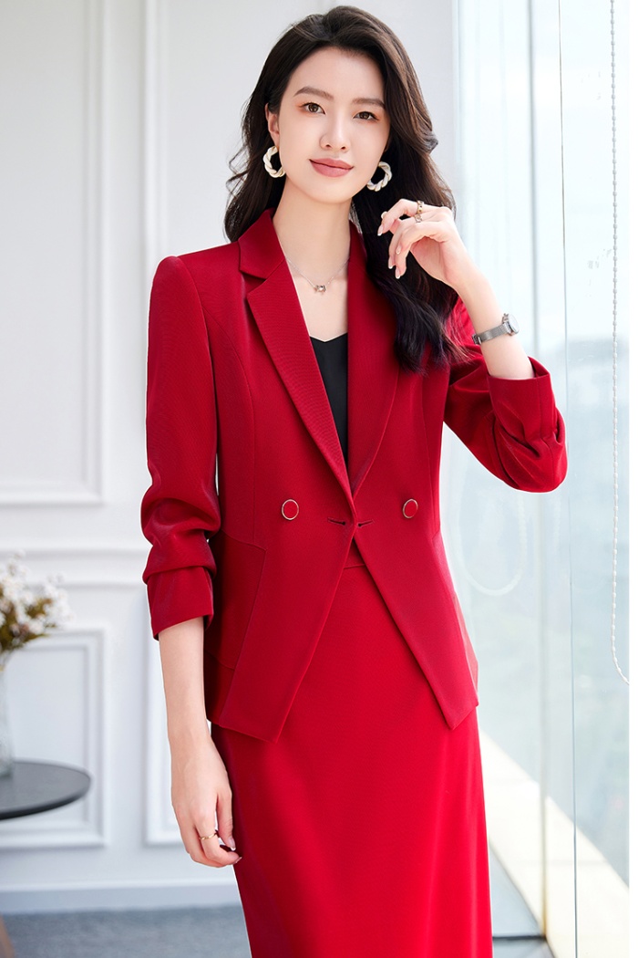 Apricot simple temperament business suit a set for women