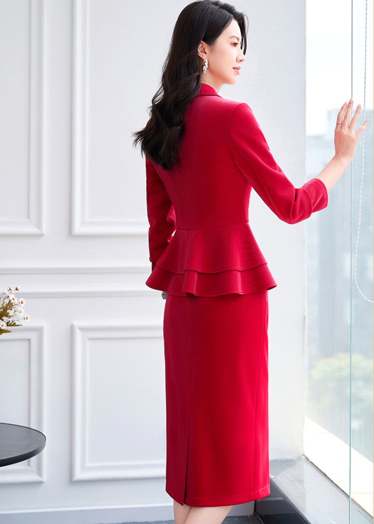 Apricot simple temperament business suit a set for women