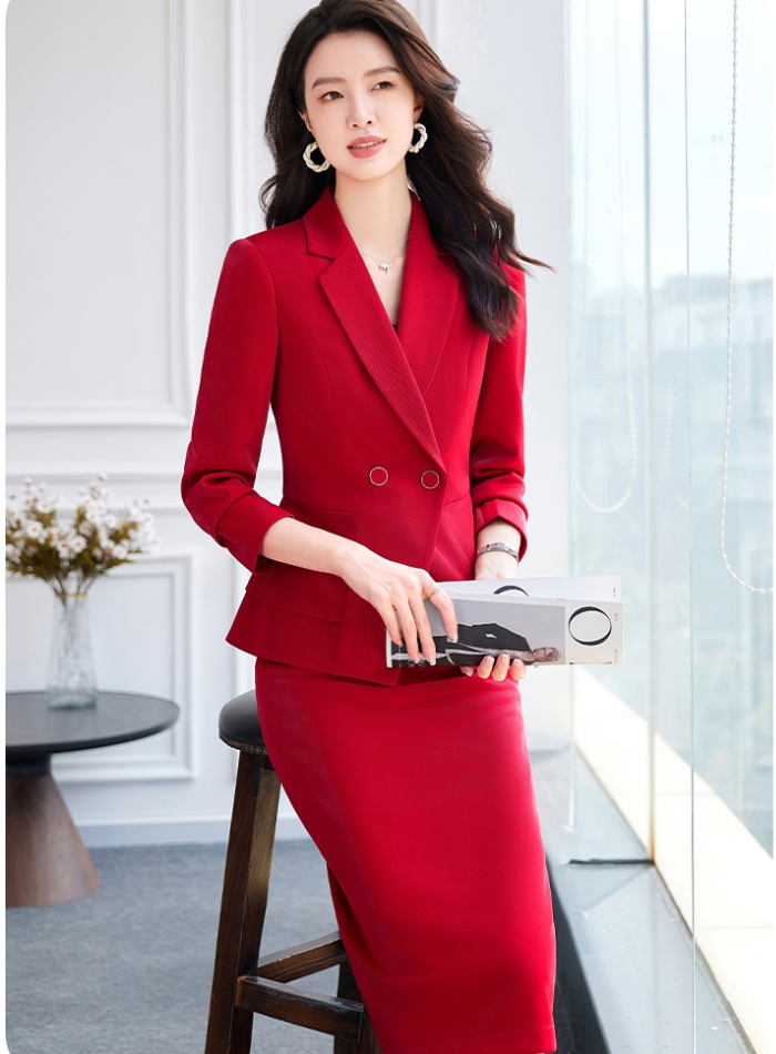Apricot simple temperament business suit a set for women