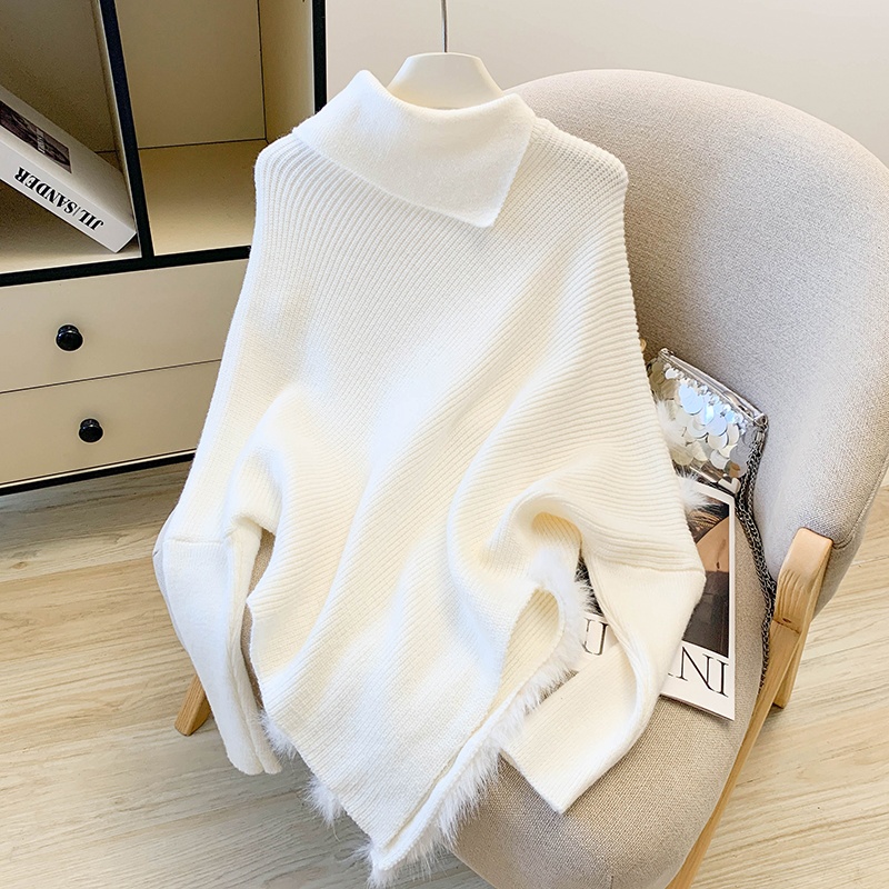 Bottoming irregular bat sleeve sweater for women