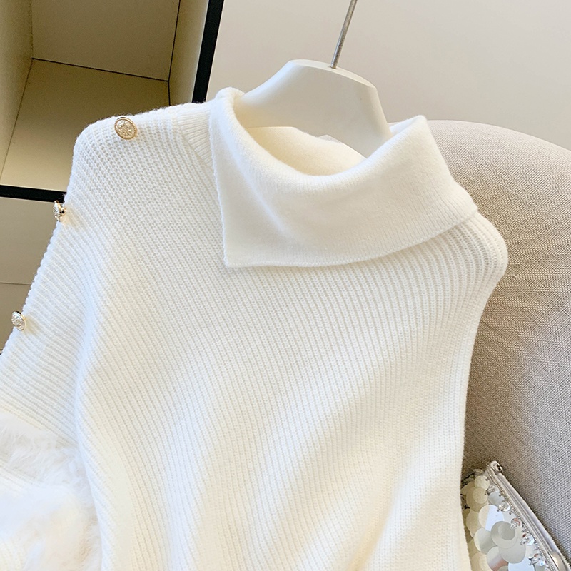 Bottoming irregular bat sleeve sweater for women