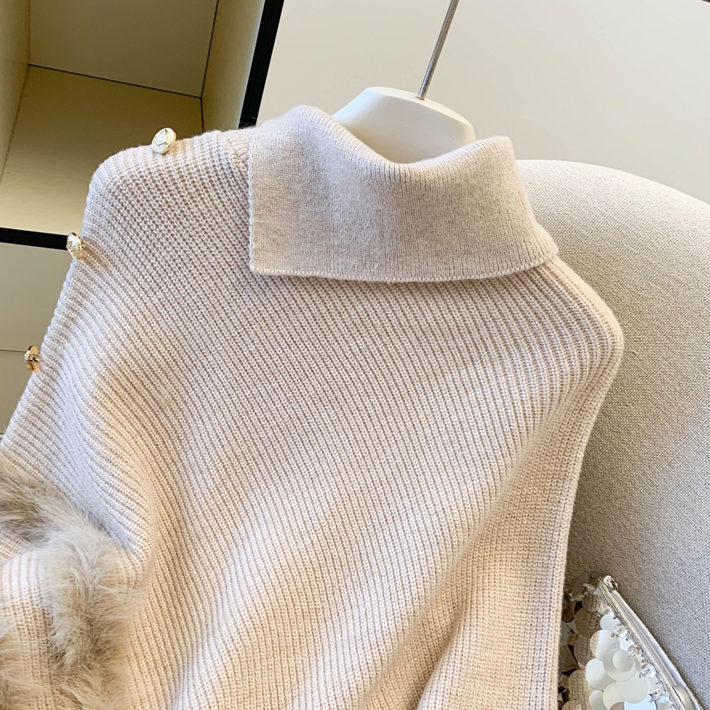 Bottoming irregular bat sleeve sweater for women