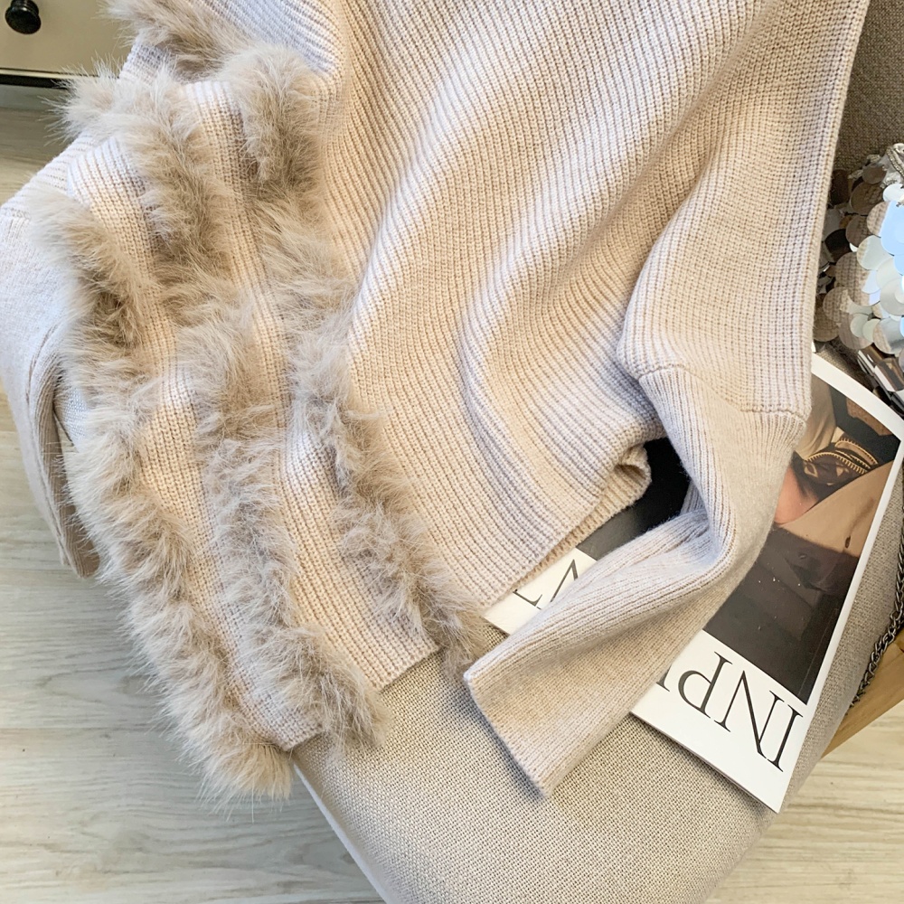 Bottoming irregular bat sleeve sweater for women