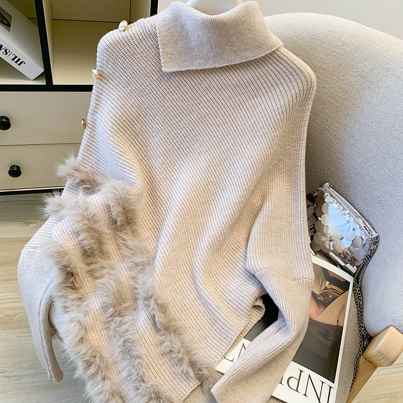 Bottoming irregular bat sleeve sweater for women