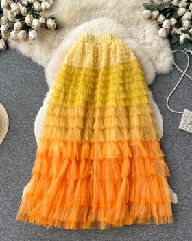 High waist slim A-line gauze skirt for women