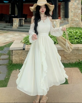 Temperament European style retro chiffon long dress