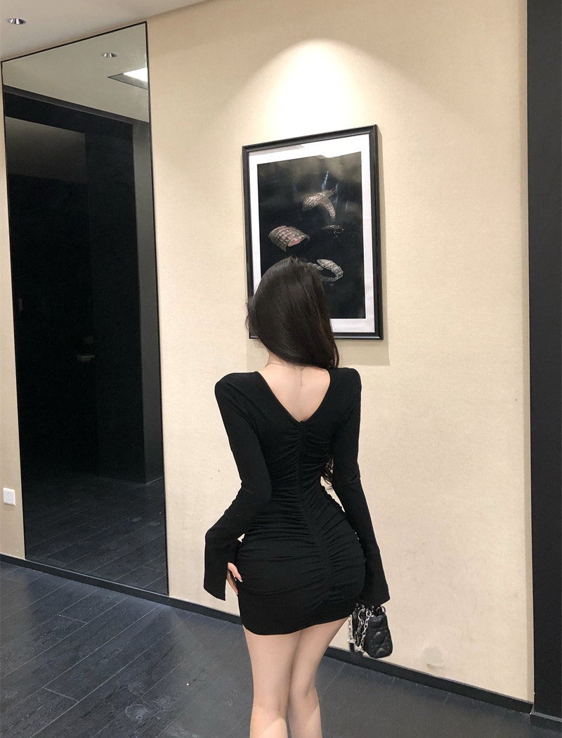 Slim package hip dress chouzhe T-back