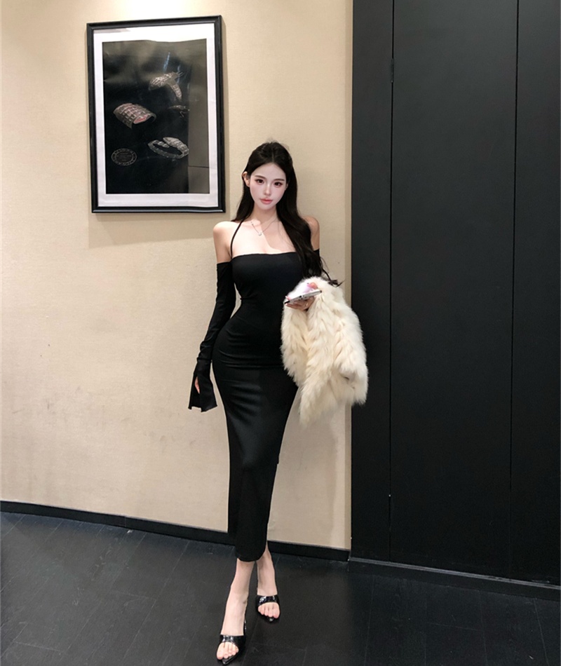 Temperament strap dress autumn and winter dress for women