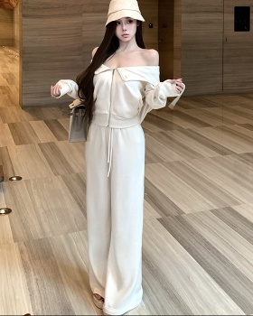 Long sleeve casual pants coat a set for women