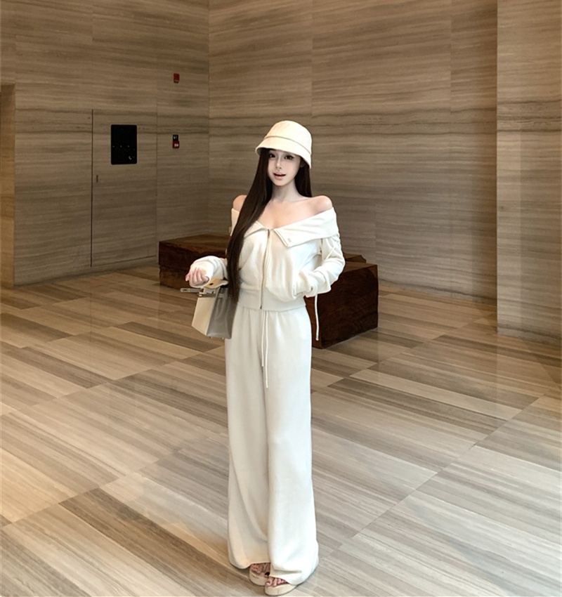 Long sleeve casual pants coat a set for women