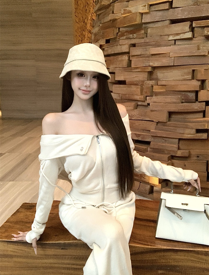 Long sleeve casual pants coat a set for women