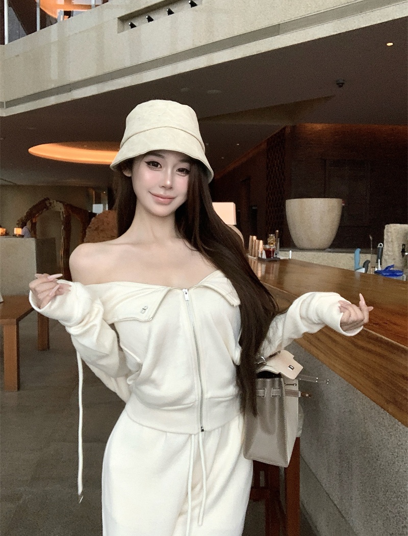 Long sleeve casual pants coat a set for women