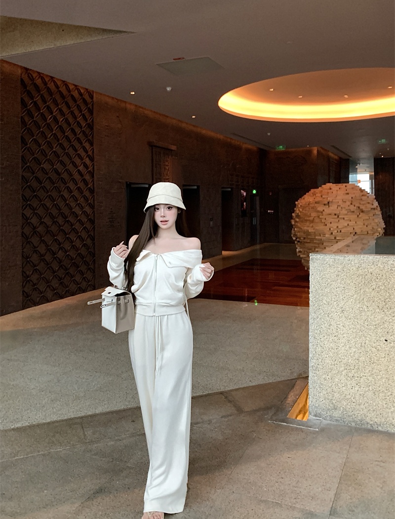 Long sleeve casual pants coat a set for women