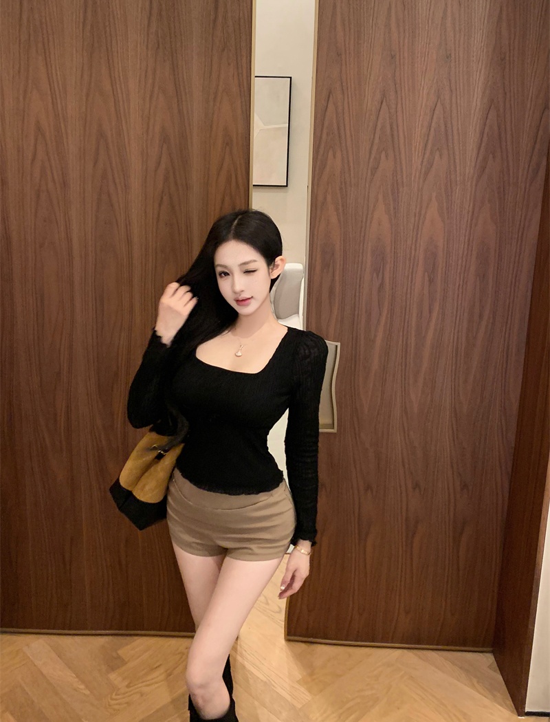 Slim long sleeve shirts with chest pad tops for women