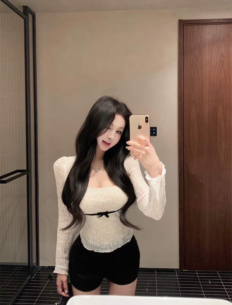 Slim long sleeve shirts with chest pad tops for women