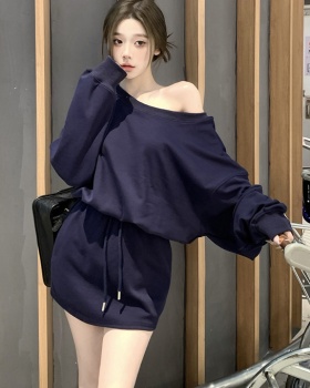 Sloping shoulder niche hoodie strapless tops for women