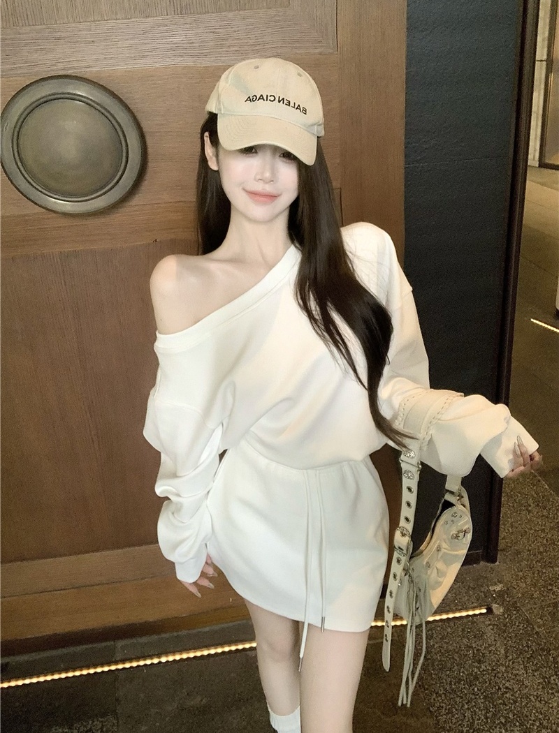 Sloping shoulder niche hoodie strapless tops for women
