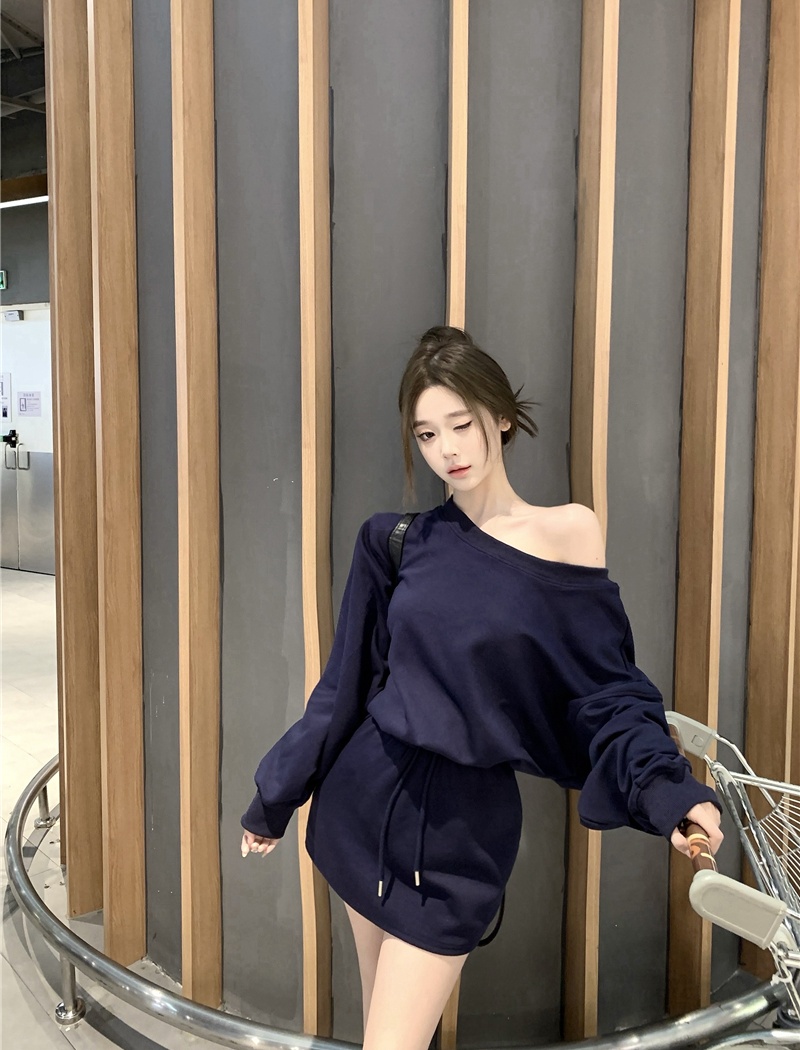 Sloping shoulder niche hoodie strapless tops for women