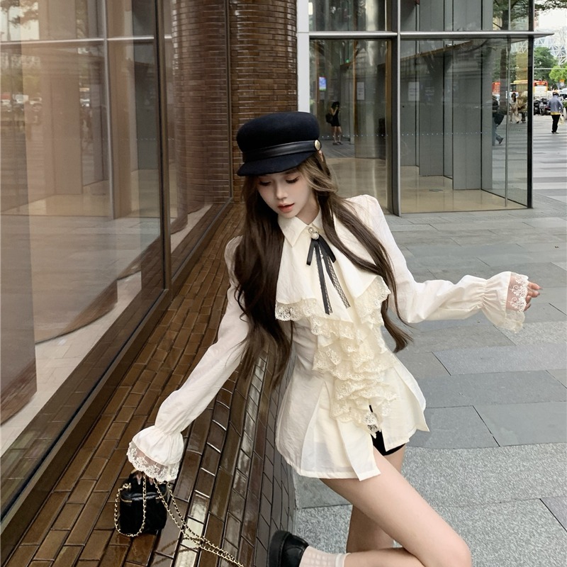 Spring and summer shirt France style tops for women