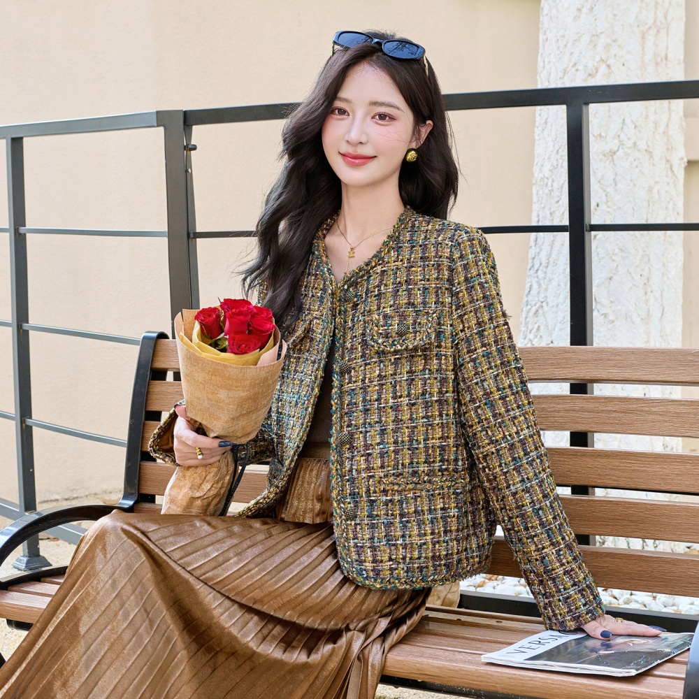 Wool coarse flower autumn and winter weave woolen coat