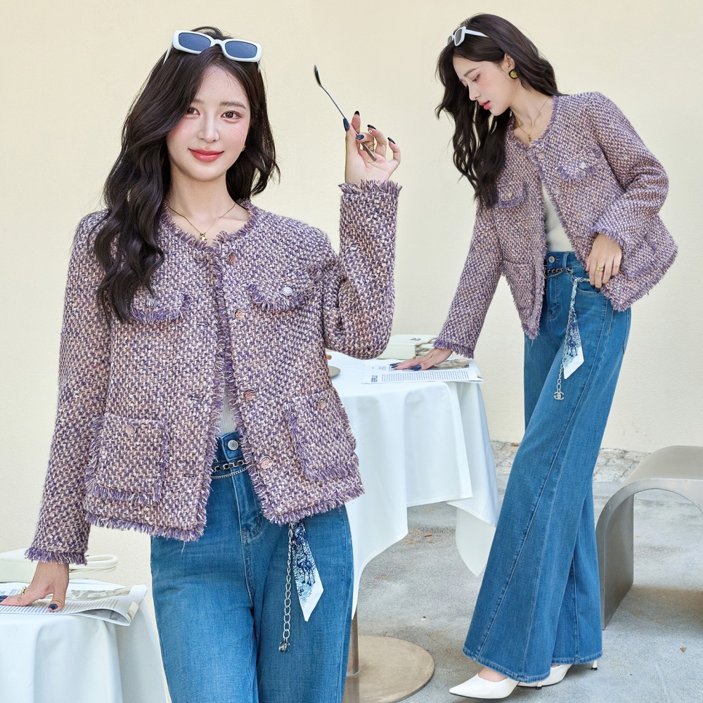 Chanelstyle autumn and winter coarse flower coat