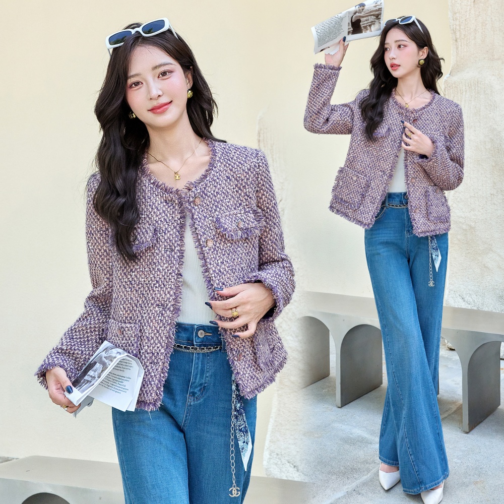 Chanelstyle autumn and winter coarse flower coat