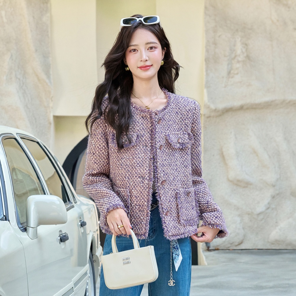 Chanelstyle autumn and winter coarse flower coat