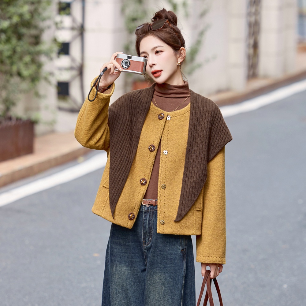 Wool duck down shawl winter woolen coat