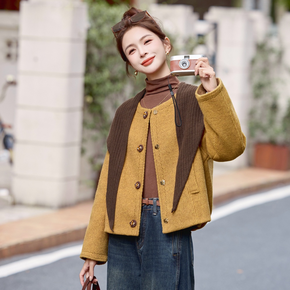 Wool duck down shawl winter woolen coat