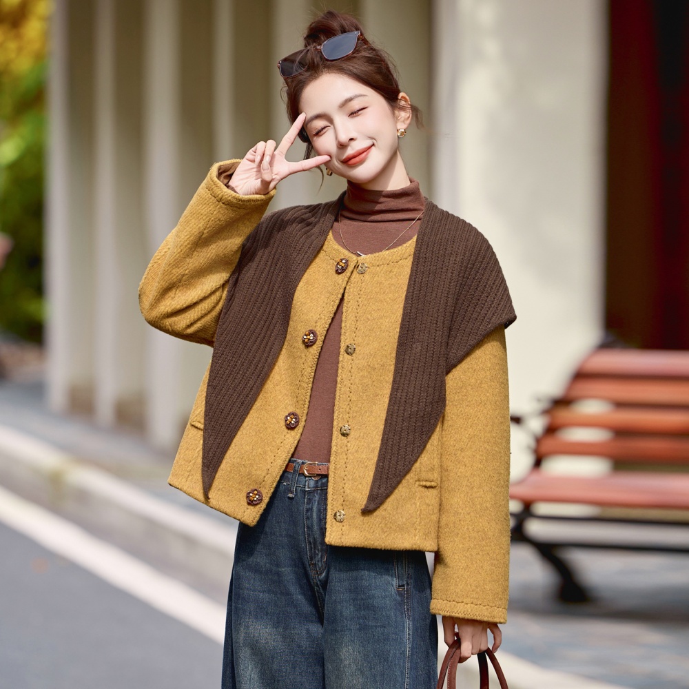 Wool duck down shawl winter woolen coat