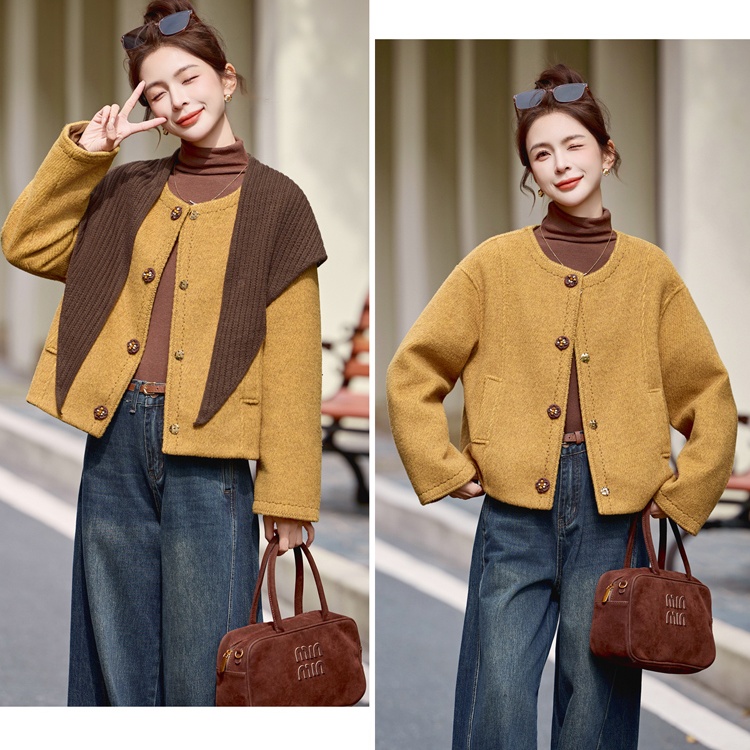 Wool duck down shawl winter woolen coat