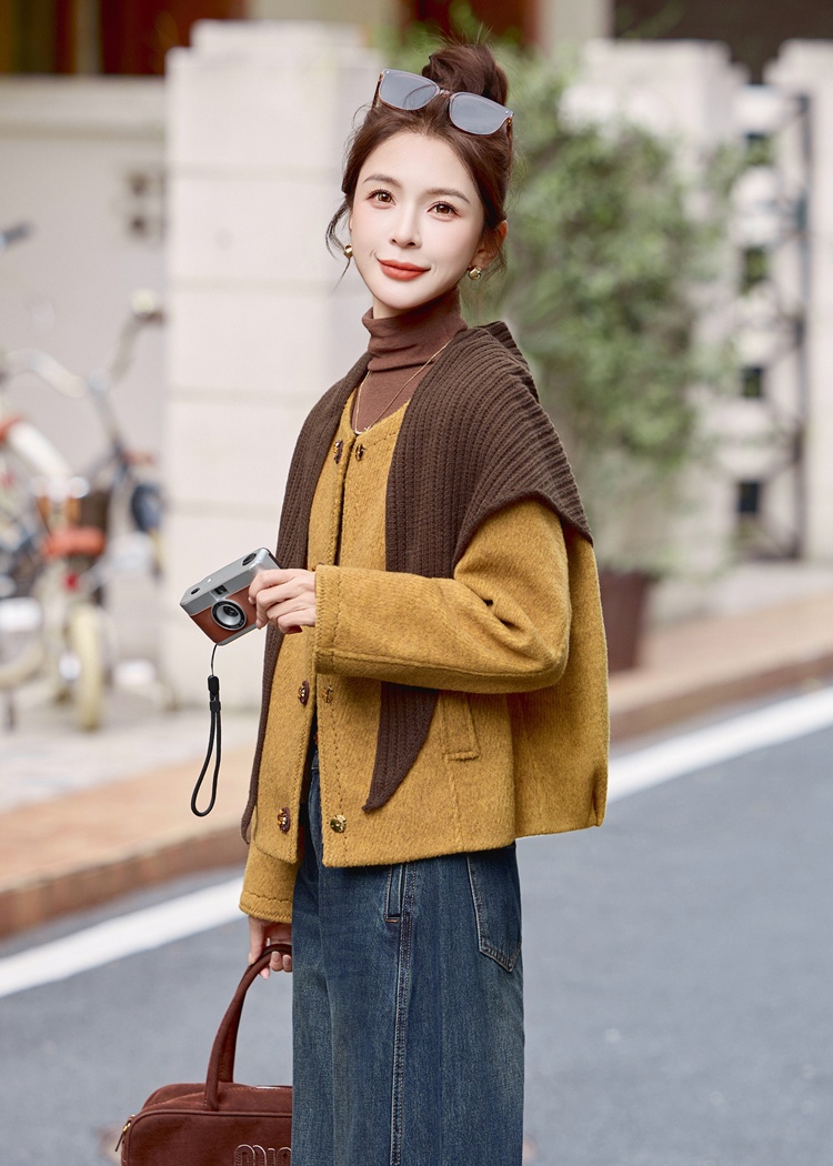 Wool duck down shawl winter woolen coat