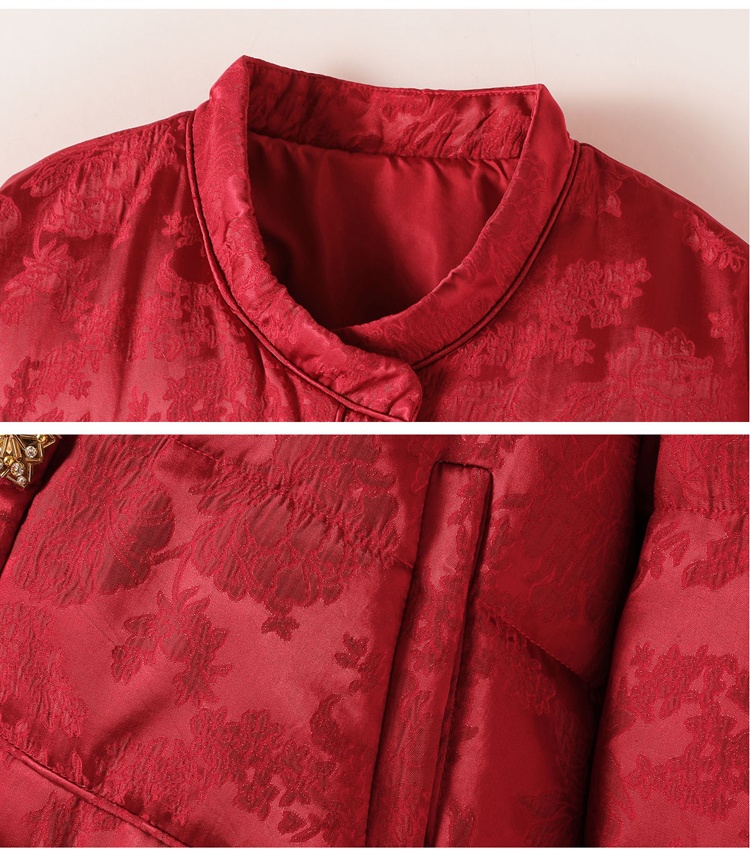 Winter jacquard Chinese style duck down down fox fur coat