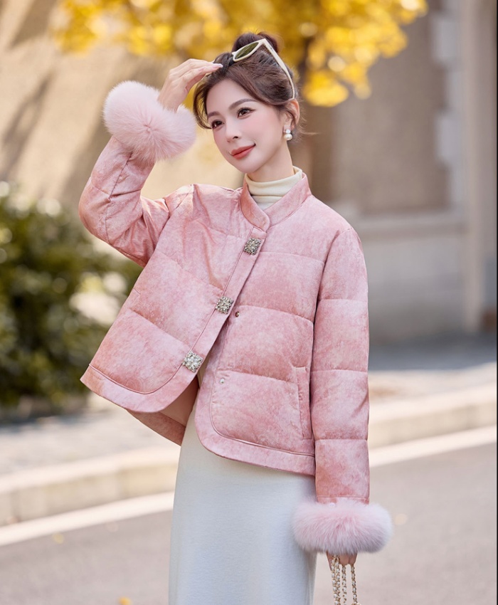 Winter jacquard Chinese style duck down down fox fur coat