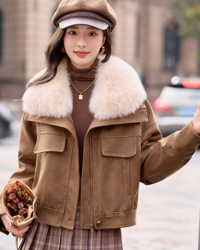 Imitation of suede Korean style down locomotive winter coat