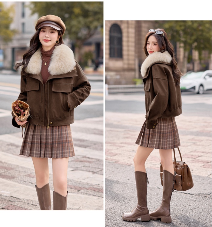 Imitation of suede Korean style down locomotive winter coat
