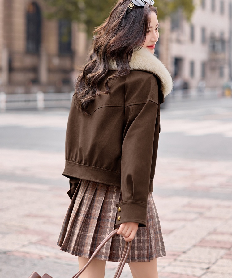 Imitation of suede Korean style down locomotive winter coat