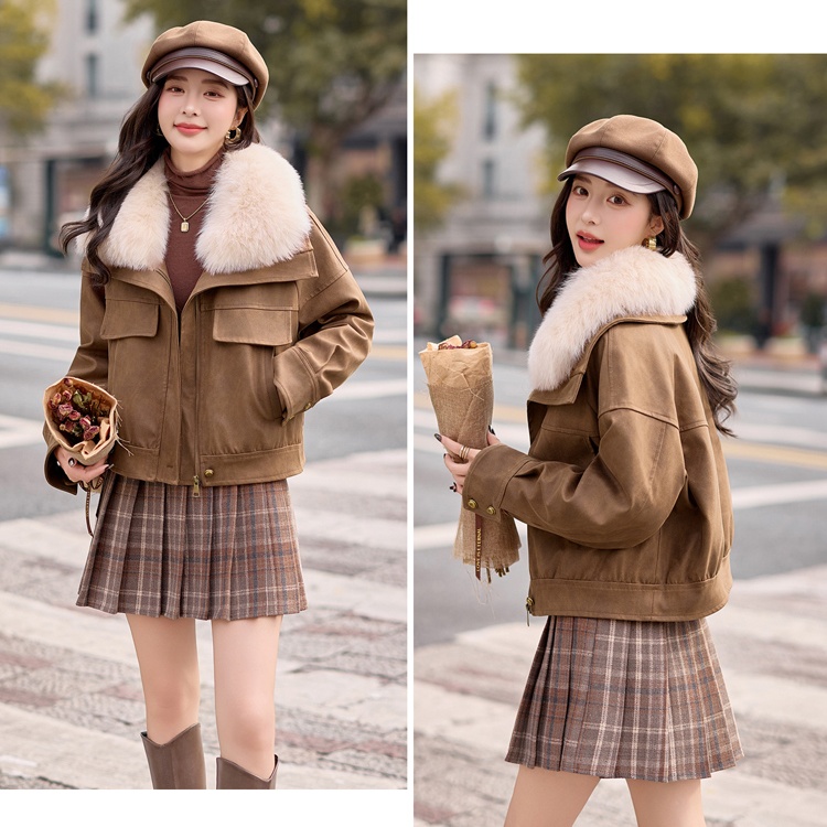 Imitation of suede Korean style down locomotive winter coat
