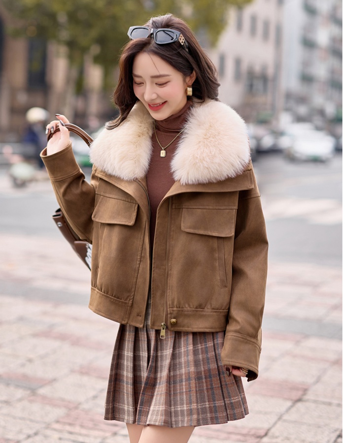 Imitation of suede Korean style down locomotive winter coat