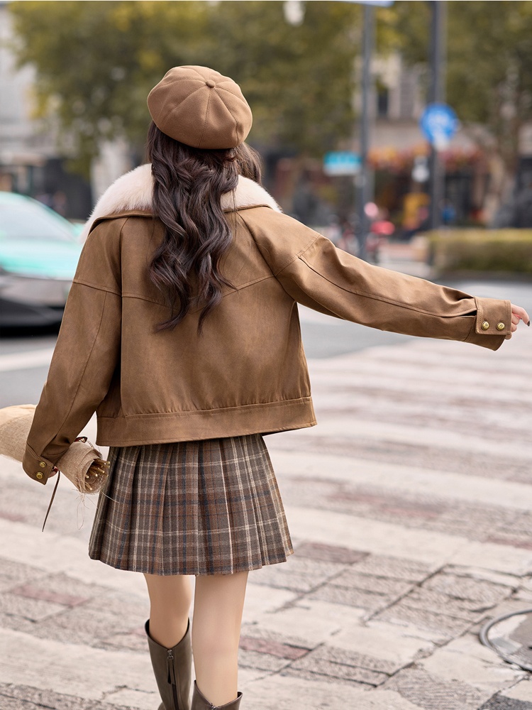 Imitation of suede Korean style down locomotive winter coat