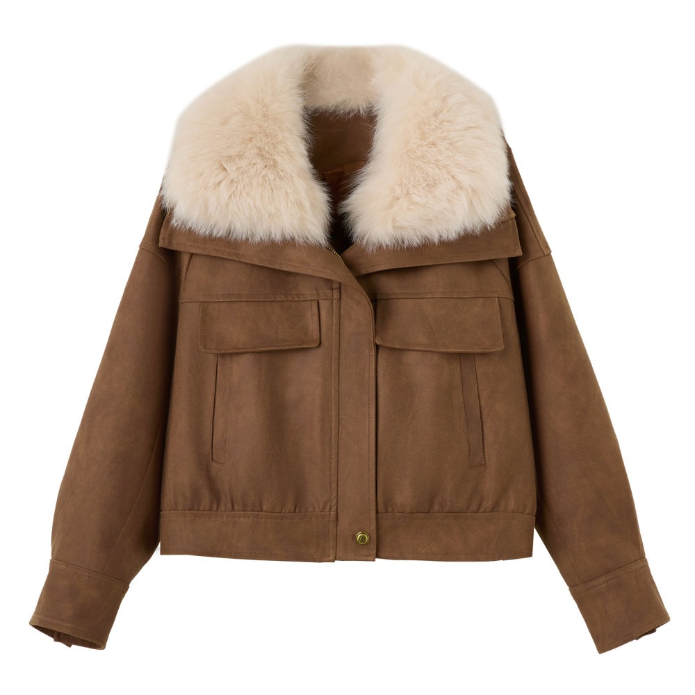 Imitation of suede Korean style down locomotive winter coat